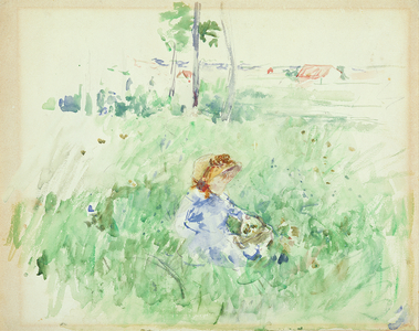 Young Girl Seated on the Lawn, 1882 (watercolour on paper)