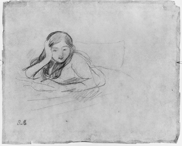 Young girl reading, 1889 (black lead on paper)