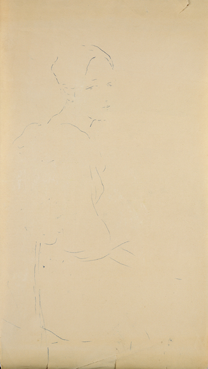 Profile of a young seated woman, 1887 (coloured pencil on paper)