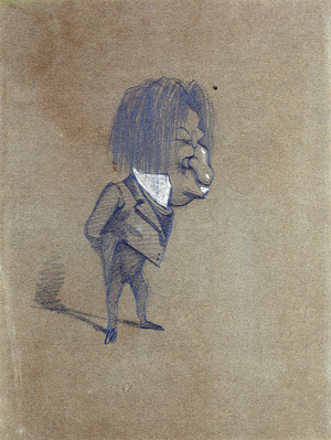 Caricature of Jules Husson (1821-89) 'Champfleury', 1858 (pencil & gouache on paper)