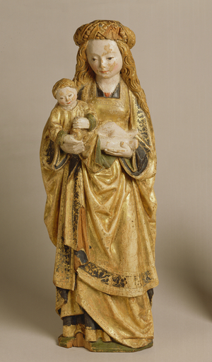 Madonna and Child, School of Mechelen, c.1500 (polychrome & gilded oak)