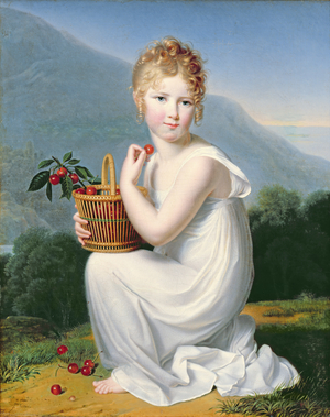 Young Girl Eating Cherries (oil on canvas)