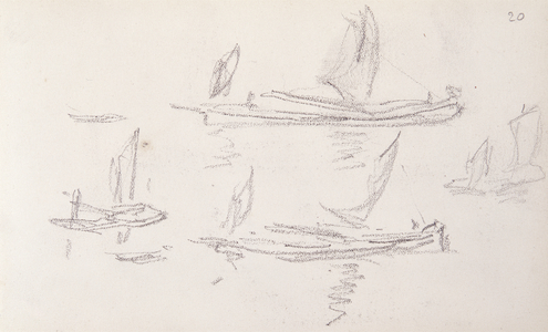 Study for London series, Boats on the Thames (pencil on paper)