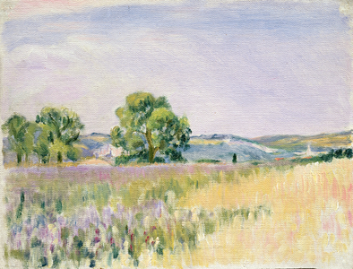 View of Vexin (oil on canvas mounted on card)