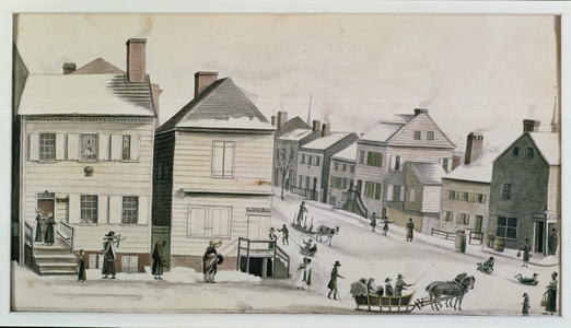 The Corner of Warren and Greenwich Street, 1809 (w/c on paper)