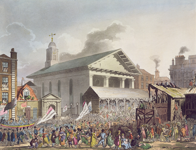 Covent Garden Market, Westminster Election, 1803 (coloured etching & aquatint)