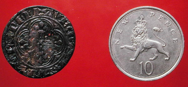 Copper Coin with cross and fleur-de-Lys, medieval (copper)