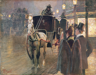 A Hansom Cab Stand 1889-90 (oil on canvas)