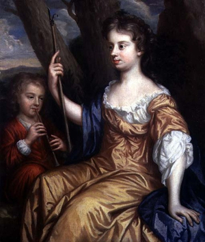Self Portrait of the Artist as a Shepherdess with her Son Charles (1660-1714) in Attendance, c.1664-68 (oil on canvas)