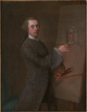 Self Portrait with a Portrait of Prince James Francis Edward Stuart, c.1747-49 (oil on canvas)