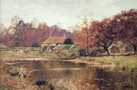 An Autumn Day at the Farm, 1919 (oil on canvas)