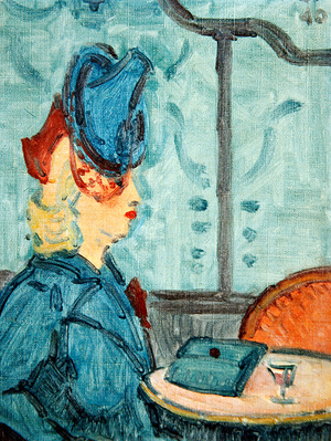 In the Cafe Suisse, Dieppe, 1939 (oil on board)