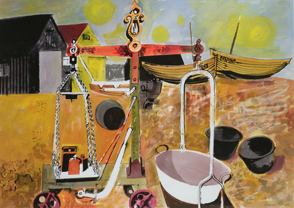 Fishermans Beach, Eastbourne (gouache on paper)