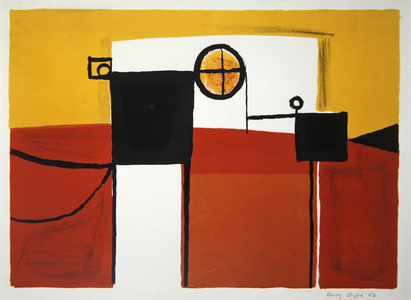 Black Forms in a Landscape, 1952 (colour litho)
