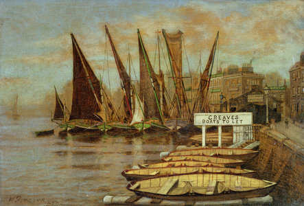 Greaves Boat Yard, Chelsea, 1858 (oil on canvas)