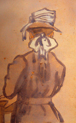 Girl's back view (w/c on paper)