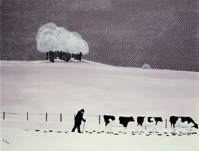 Cows in a snowstorm