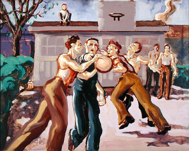 Driving for the Basket, 1950 (oil on board)