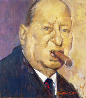 The Big Cigar: Portrait of Lew Grade (b.1906) (oil on canvas)