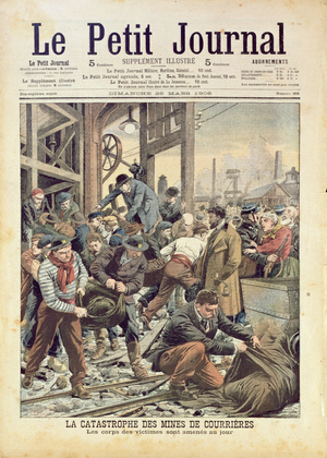 The Catastrophe at Courrieres, from the 'Le Petit Journal', 25th March 1906 (litho)