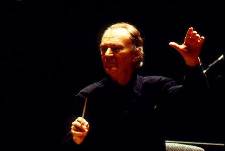 Jerzy Semkov conducting, Paris, 1996. Polish conductor, b. 1928. February 1996