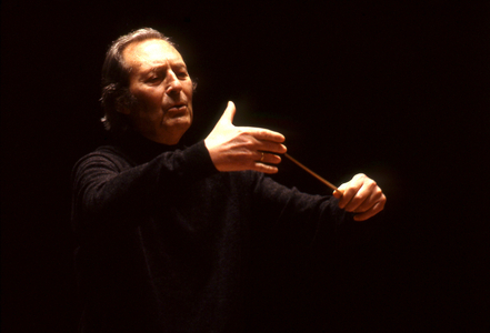 Carlo Maria Giulini conducting in Paris, France, 1989. CMG: Italian conductor, b May 9, 1914 - June 14, 2005
