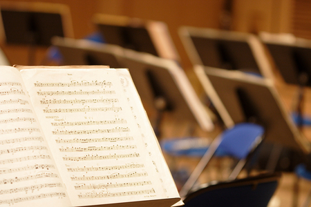 Music score on a music stand