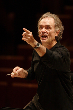 Jean - Claude Casadesus - portrait of the French conductor and composer rehearsing with the Orchestre National de Lille at the Salle Pleyel, Paris, France, on 28 November 2006. b. 7 December 1935