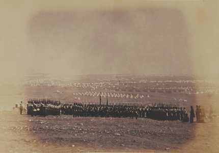 Lieutenant-Colonel Thomas Shadforth and the 57th (West Middlesex) Regiment of Foot, from an album of 52 photographs associated with the Crimean War (b/w photo)