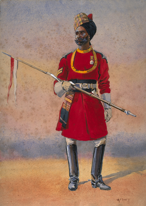Governor's Bodyguard, Madras, Madrasi Musalman, illustration for 'Armies of India' by Major G.F. MacMunn, published in 1911, 1908 (w/c on paper)