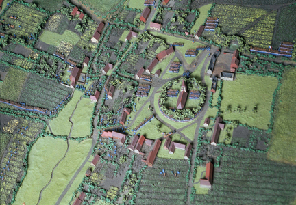 Diorama of the Battle of Waterloo showing troops positioned as at 19.45 hrs on 18th June, 1815 (mixed media) (detail)
