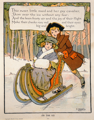 On the Ice, page from an illustrated book of children's nursery rhymes (litho)