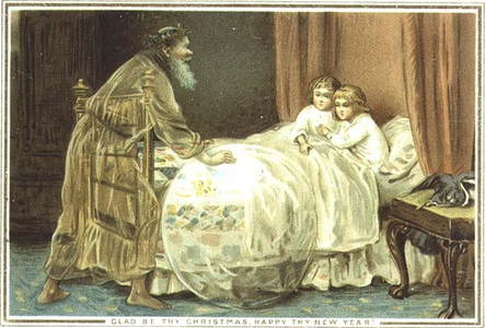 "Glad be thy Christmas, Happy New Year", Victorian card, c.1890