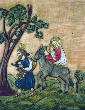 Flight into Egypt, wax pattern nativity, Austrian, mid 18th century