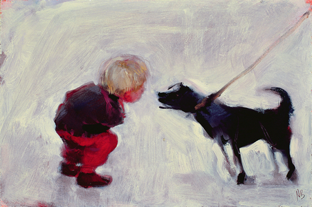 Lucas Talking to a Dog, 2006 (oil on board)