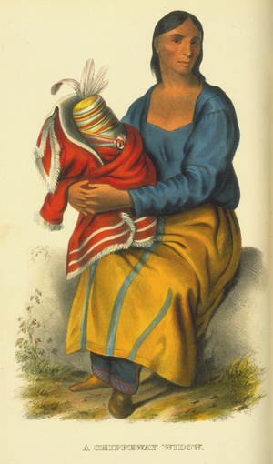A Chippeway widow, 1854 (hand-coloured litho)