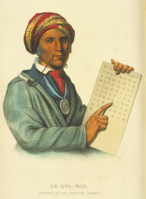 Se-Quo-Yah, 1848 (hand-coloured litho)