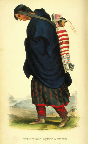 Chippeway squaw and child, 1848 (hand-coloured litho)