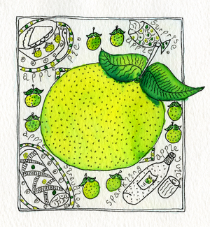 Apple, 1992 (w/c & ink on paper)