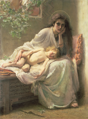 "Mary kept all these things and pondered them in her heart" (oil on canvas)