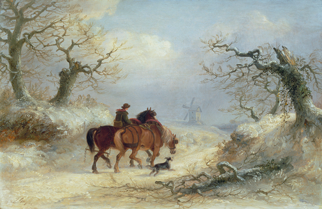 Crossing the Common - Scene near Ipswich (oil on panel)