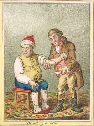 Breathing a Vein, published by Hannah Humphrey, 1804 (coloured engraving)