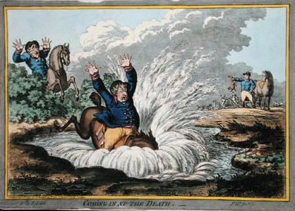 Coming in at the Death, etched by James Gillray (1757-1815) published by Hannah Humphrey in 1800 (hand-coloured etching)