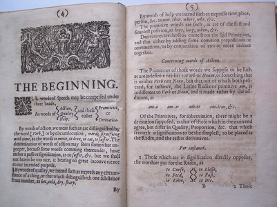 BT3.206.24 Pages from 'The ground-work, or foundation laid, (or so intended) for the framing of a new perfect language: and an universal or commonwriting' by Francis Lodowyck, published in London, 1652 (print)