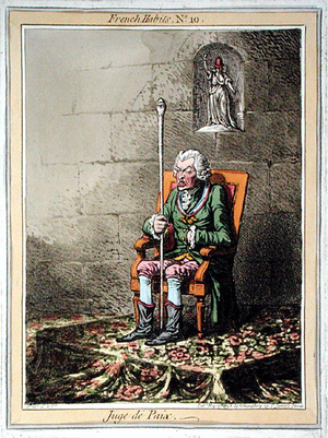 Juge de Paix, plate 10 from 'French Habits' published by Hannah Humphrey in 1798 (coloured etching)