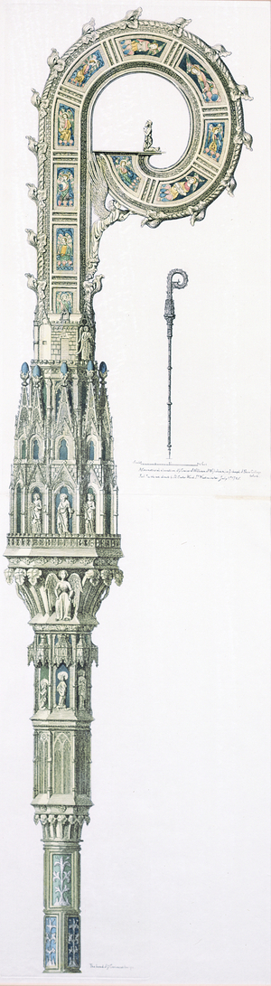 William of Wykeham's Crozier, pub. by Jonathan Carter, 1st July 1785 (hand-coloured engraving)