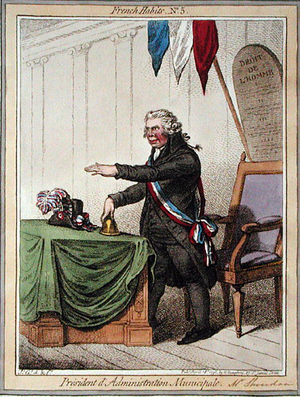 President de l'Adminstration Municipale, plate 5 from 'French Habits' published by Hannah Humphrey in 1798 (coloured etching)