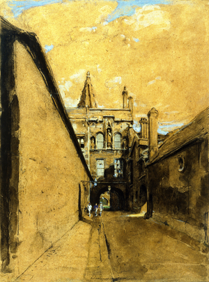 New College Lane Gate, 1903 (watercolour & pencil on paper)