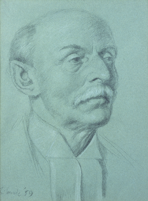 C.R.Y. Radcliffe, 1959 (graphite heightened with white on grey paper)