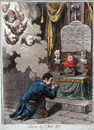 Shrine at St. Ann's Hill, published by Hannah Humphrey in 1798 (hand-coloured etching with aquatint)